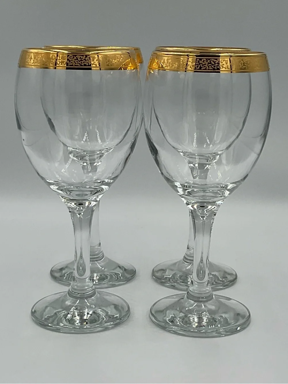 Vintage Home Essentials IMPERIAL Water Goblets 24k Gold Filigree Band- Set of 4